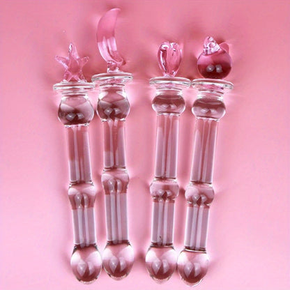 High-Grade Crystal Stars and Hearts Glass Dildo Plug