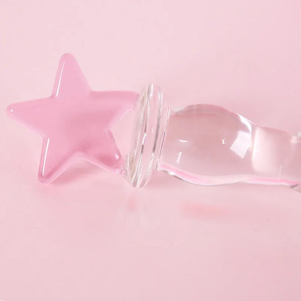 High-Grade Crystal Stars and Hearts Glass Dildo Plug